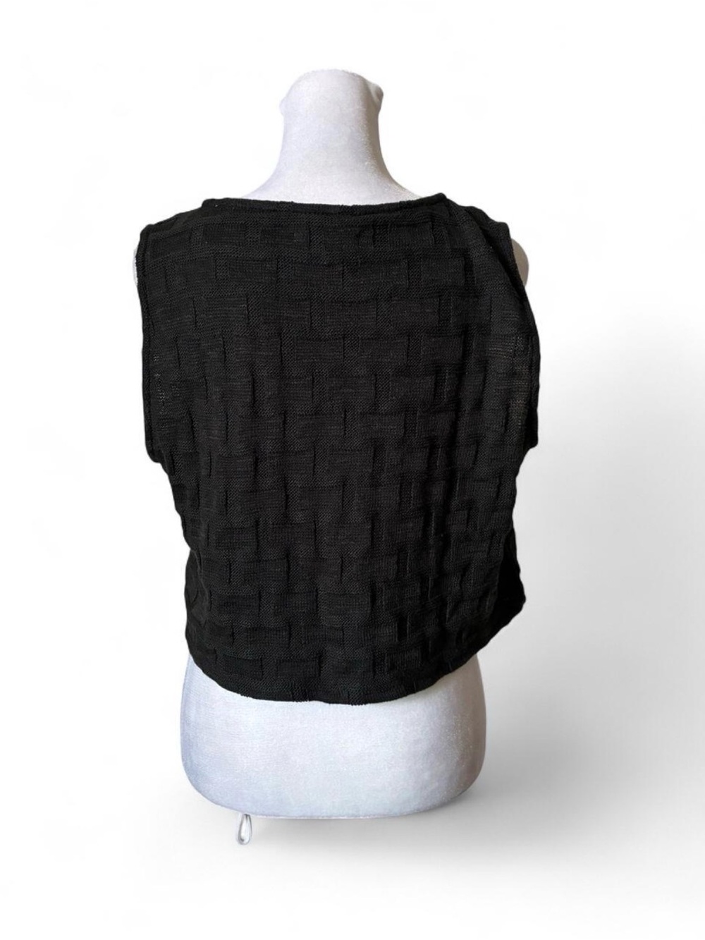 Madewell Black Knit Button Front Cropped Sweater Vest Tank Top size Medium - Picture 3 of 7